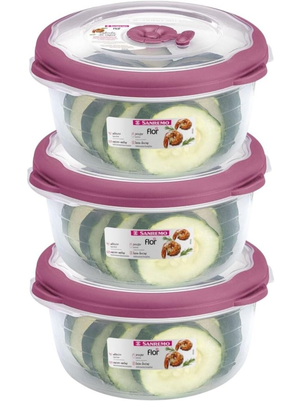 6-Piece 3.1 Cup Plastic Food Storage Bowls with Airtight Lids - Microwave